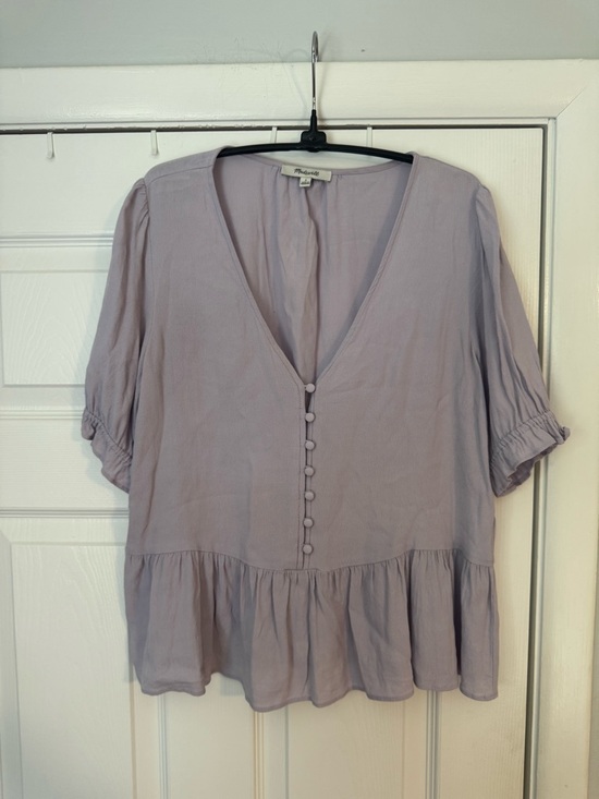 Madewell Tops - Madewell Lavender Button-Front Peplum Top